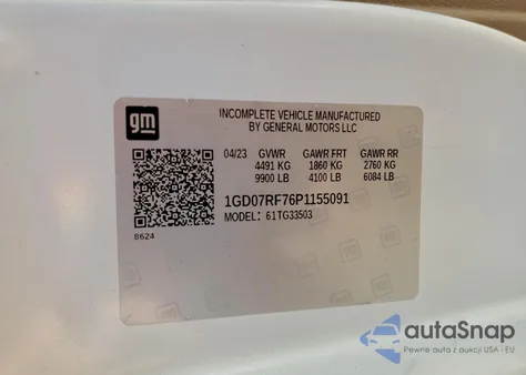 2023 GMC Savana Cutaway G3500 from USA, damaged, VIN 1GD07RF76P1155091